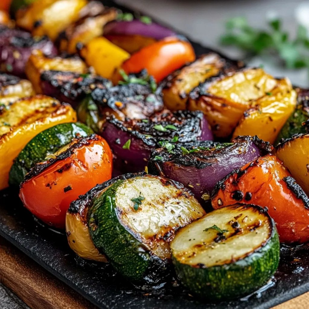Gegrillte Gemüsespieße mit Kräutermarinade