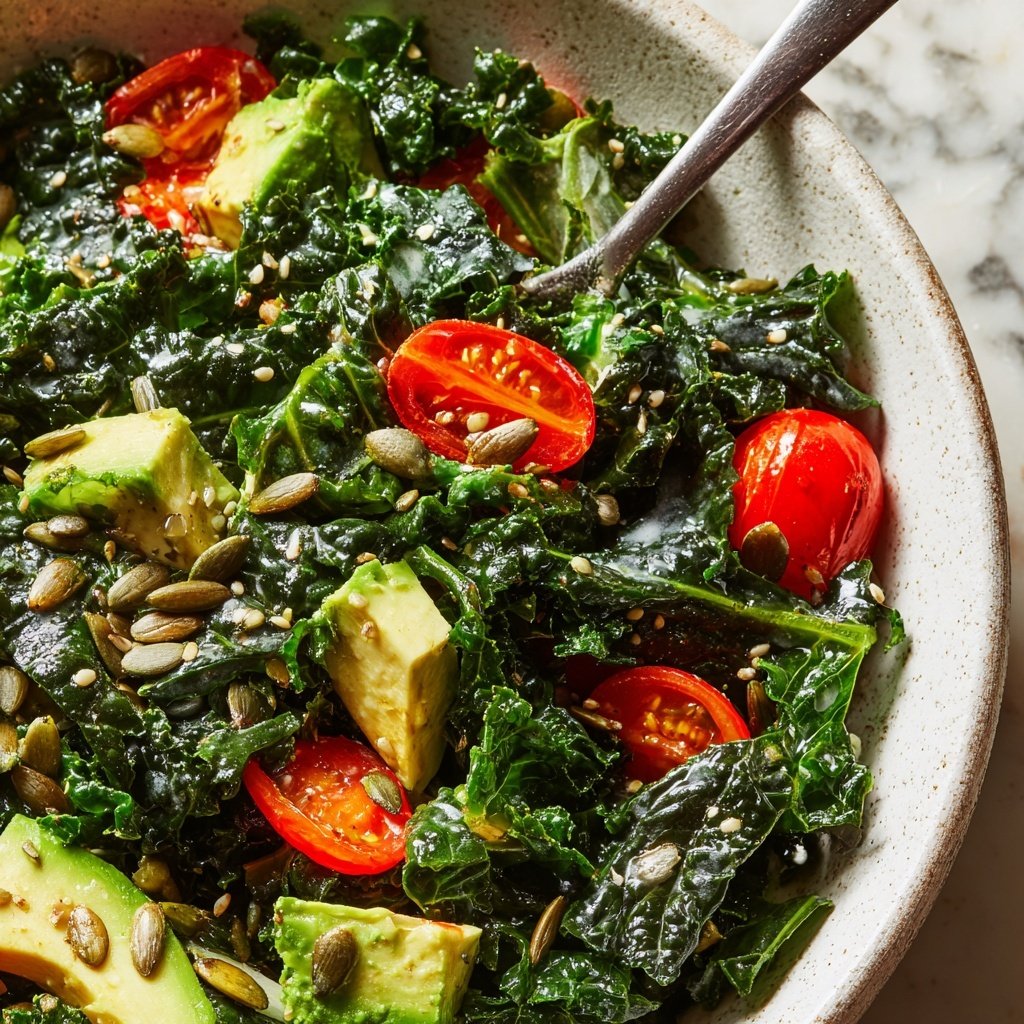 Chopped Kale Power Salad mit Zitronen-Tahini-Dressing