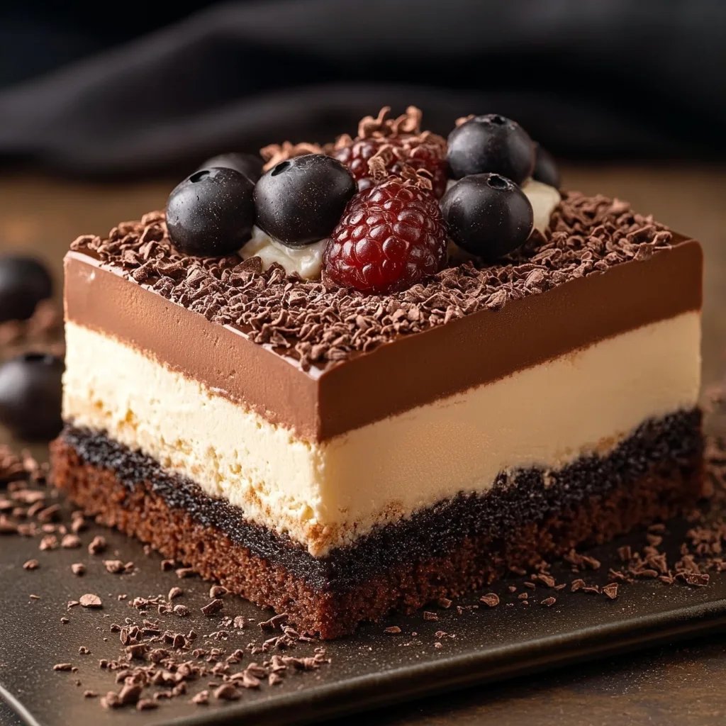 Dekadenter Dreifach-Schokoladen-Mousse-Kuchen