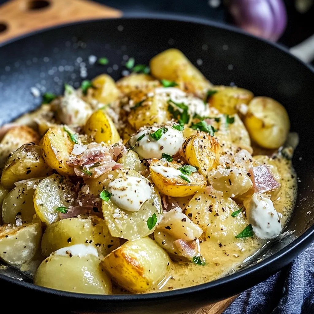 Kartoffeln in Knoblauch-Sahne-Soße