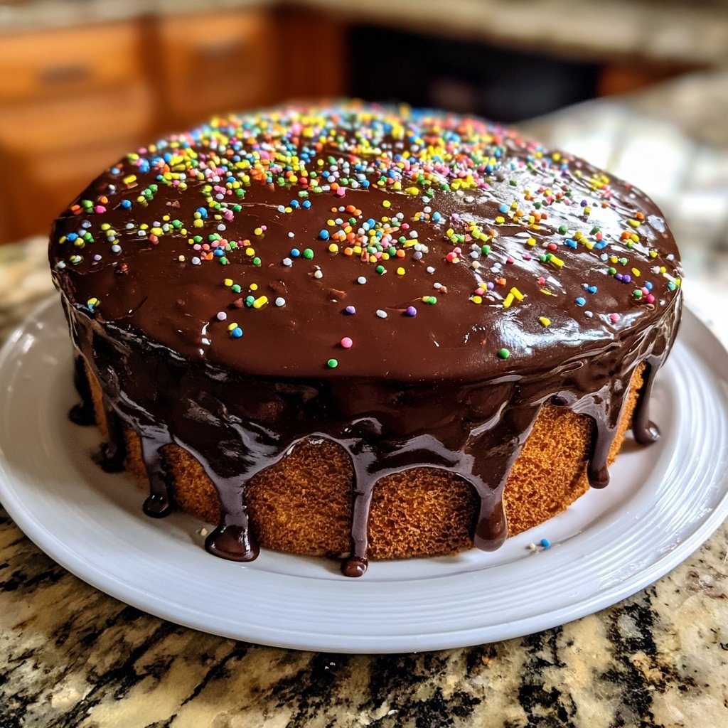 Geburtstagskuchen mit Schokoglasur