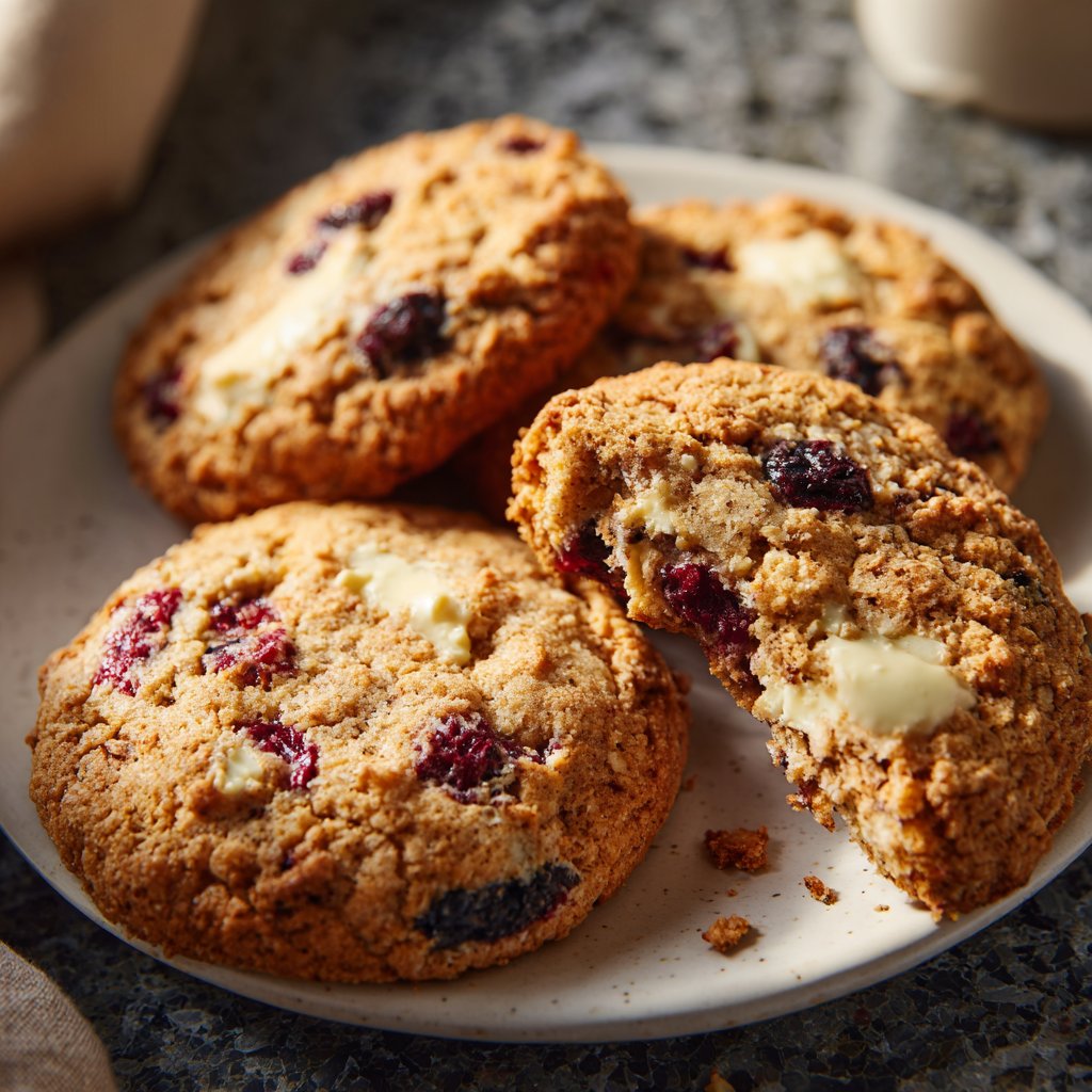 Cookies mit weißer Schokolade und Beeren